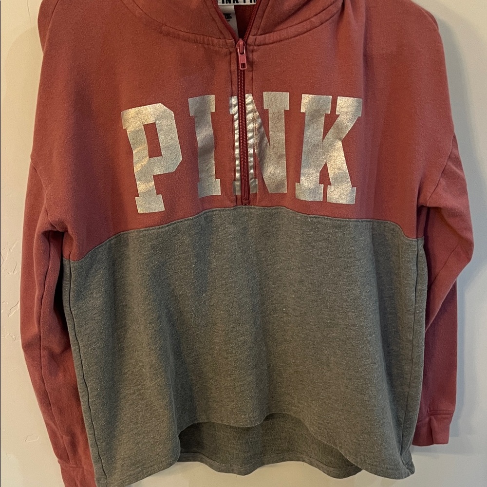 Victoria’s Secret PINK Half-Zip Sweater pink and grey